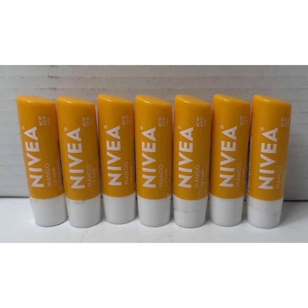 Lot Of 7 NIVEA Mango Lip Care, Vegan Balm 0.17 Ounce